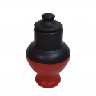 Quartinha Barro 17 Cm Sem Asa Preta e Vermelha Mod2