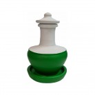 Quartinha Barro 22 Cm Branca e Verde Mod3