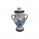 Quartinha Porcelana 16 Cm Com Asa Mod1 Flores Azuis