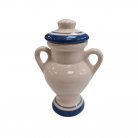Quartinha Porcelana 16 Cm Com Asa Mod1 Flores Azuis