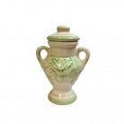 Quartinha Porcelana 16 Cm Com Asa Mod1 Flores Verdes