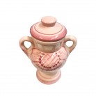 Quartinha Porcelana 16 Cm Com Asa Mod1 Flores Vermelhas