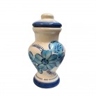 Quartinha Porcelana 16 Cm Sem Asa Mod1 Flores Azuis