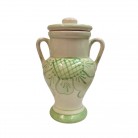 Quartinha Porcelana 20 Cm Com Asa Mod1 Flores Verdes