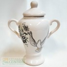 Quartinha Porcelana 20 Cm Com Asa Mod2 700 ml Pomba