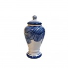 Quartinha Porcelana 20 Cm Sem Asa Mod2 Flores Azuis