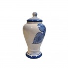 Quartinha Porcelana 20 Cm Sem Asa Mod2 Flores Azuis