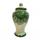 Quartinha Porcelana 20 Cm Sem Asa Mod2 Flores Verdes