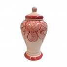 Quartinha Porcelana 20 Cm Sem Asa Mod2 Flores Vermelhas