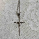 Crucifixo 03 Cm Inox Palito Com Corrente