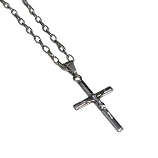 Crucifixo 04 Cm Inox Com Corrente 