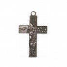 Crucifixo 6,5 Cm Metal Rosto de Jesus Prateado