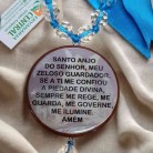 Medalhão Anjo da Guarda Azul Adorno Madeira