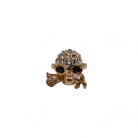 Anel Caveira Dourado Flor Strass