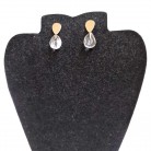 Brinco Pedra Cristal Gota Folheado Ouro