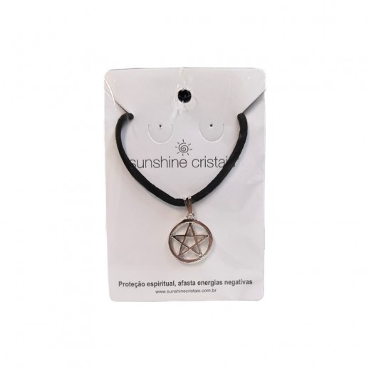 Pingente Estrela 5 Pontas Pentagrama 02 Cm Prata Colar Cordão