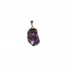 Pingente Pedra Ametista Rolada Folheado Ouro