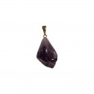 Pingente Pedra Ametista Rolada Pino Folheado Ouro