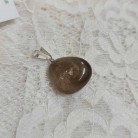 Pingente Pedra Cristal Fumê Pino Prata