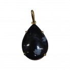 Pingente Pedra Obsidiana Floco Neve Gota Folheado Ouro