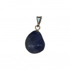Pingente Pedra Quartzo Azul Rolada Pino Folheado Ouro