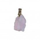 Pingente Pedra Quartzo Rosa Bruta Pino Folheado Ouro
