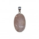 Pingente Pedra Quartzo Rosa Oval Prata