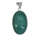 Pingente Pedra Quartzo Verde Oval Prata