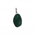 Pingente Pedra Quartzo Verde Rolada Pino Prata