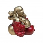 Imagem Buda Dourado e Vermelho 06 Cm Resina Modelo C