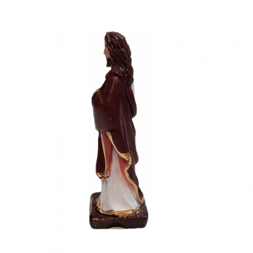 Imagem Coração de Jesus 10 Cm Resina Mod1 Manto Vermelho