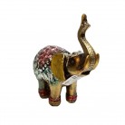 Imagem Elefante 13 Cm Resina Dourada Manto Rosas
