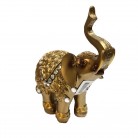 Imagem Elefante 15 Cm Resina Dourado Enfeitado