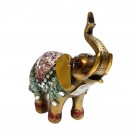 Imagem Elefante 16 Cm Resina Dourado Manto Rosas