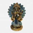 Imagem Ganesha Com Pavão 21 Cm Resina