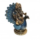 Imagem Ganesha Com Pavão 21 Cm Resina
