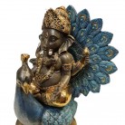 Imagem Ganesha Com Pavão 21 Cm Resina