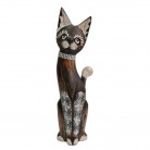 Imagem Gato 40 Cm Madeira Coleira Strass