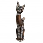 Imagem Gato 50 Cm Madeira Coleira Strass