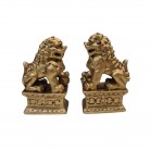 Imagem Leão 06 Cm Resina Dourado Conjunto Guardião de Pequim Com 2 Leões