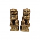 Imagem Leão 06 Cm Resina Dourado Conjunto Guardião de Pequim Com 2 Leões
