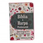 Livro Bíblia e Harpa Pentecostal Floral Falas de Jesus em Realce Letra Hipergigante