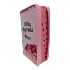 Livro Bíblia Sagrada e Harpa Capa Rosa Letra Hipergigante Plus Edição Promessas Cânticos e Louvores