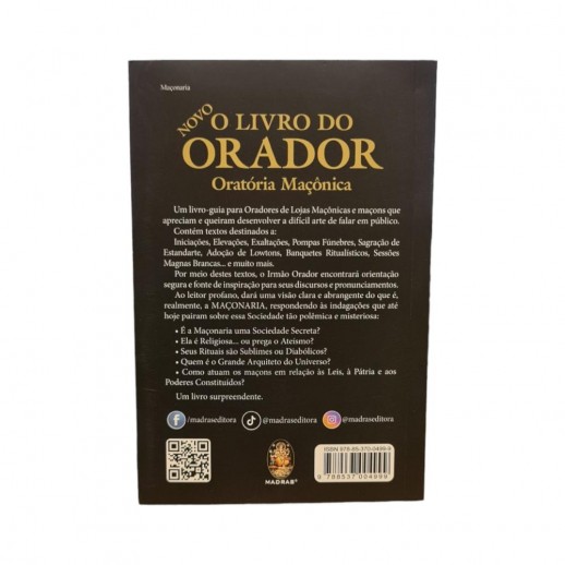Livro Novo O Livro do Orador Oratória Maçônica - Ed. Madras :D