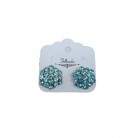 Brinco Flor com Strass Mod7 Azul