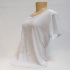 Camiseta São Jorge Branca Baby Evasê com Pedras Gg