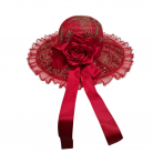 Chapéu Feminino Vermelho e Dourado