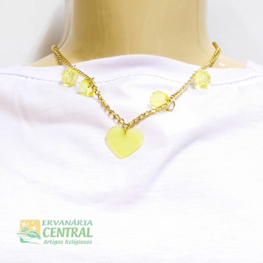 Colar Corrente Pingente Amarela