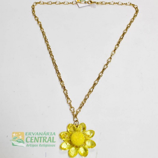 Colar Corrente Pingente Amarela