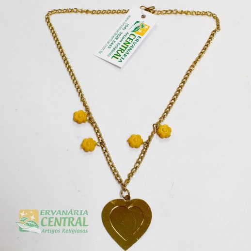 Colar Corrente Pingente Amarela